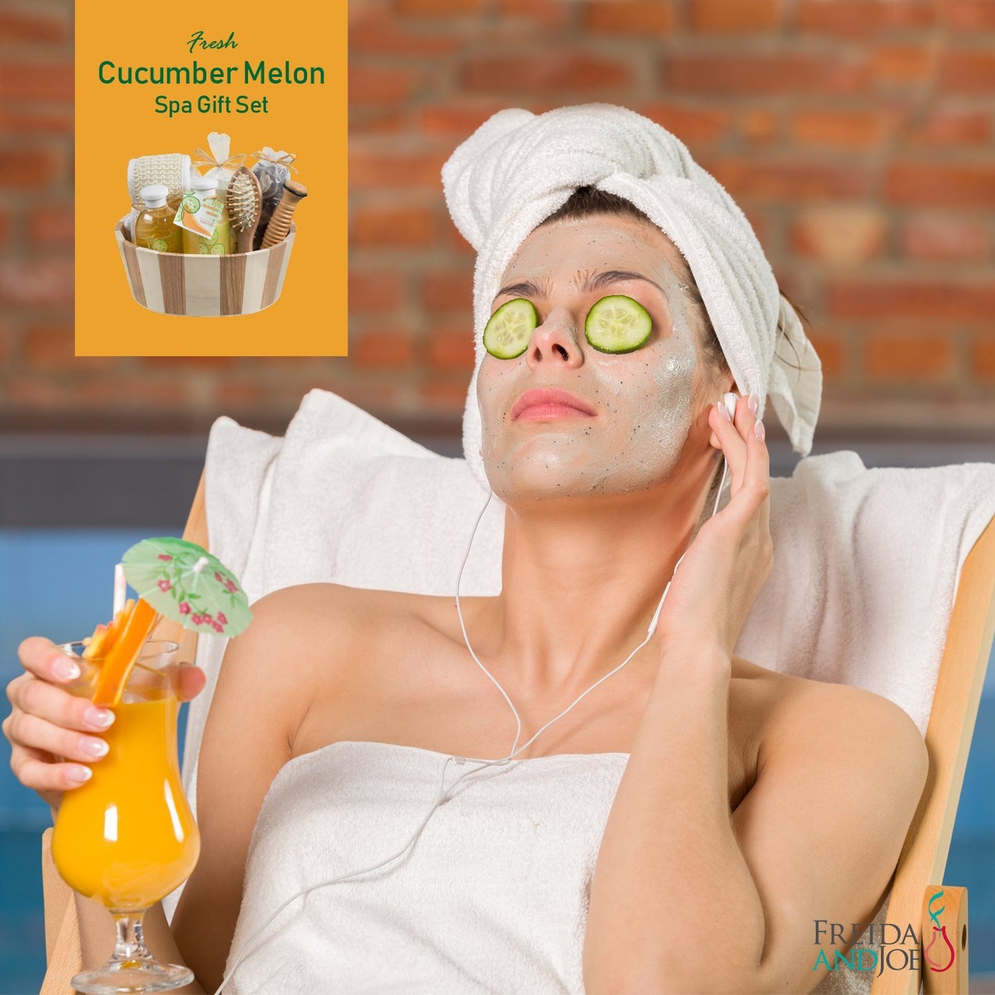 Wooden Massage & Reflexology Kit for Women at-Home Spa Kit for All-Over Body Relaxation & Rejuvenation with Fresh Cucumber Melon Aromatherapy Bath
