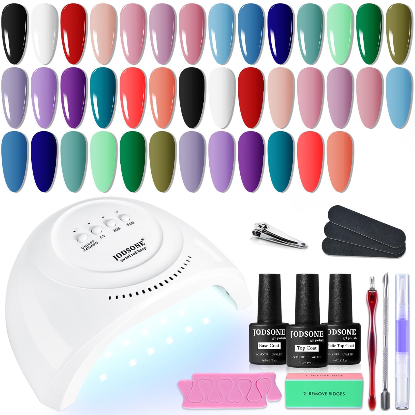 JODSONE 32 Colors Gel Nail Polish Kit with U V Light Gel Polish Nail Kit with Long Lasting All-In-One Profession Nail kit Tools Suitable for Novices Beauty and Personal Care JODSONE Default Title
