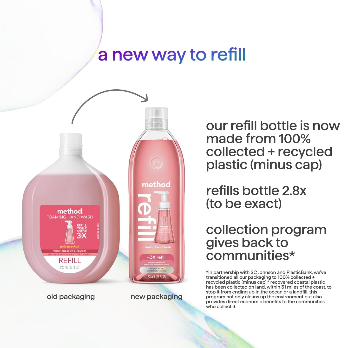 Method Foaming Hand Soap Refill, Pink Grapefruit, Recyclable Bottle, 28 fl oz (Pack of 4) (Packaging May Vary) Beauty & Personal Care Method