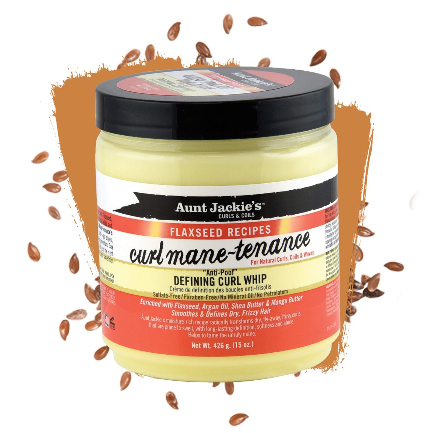 Aunt Jackie's Flaxseed Recipes Curl Mane-tenance, Lightwieght Anti-Poof Defining Curl Whip, Enriched with Flaxseed, Argan Oil and Shea Butter, Great