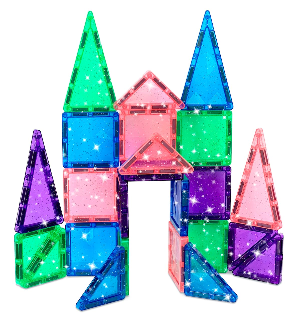 CreateOn Crayola Mini Magnetic PIP-Tiles 24pc Set (Glitter) – STEM Travel Building Toys for Kids Ages 3+, Boys & Girls