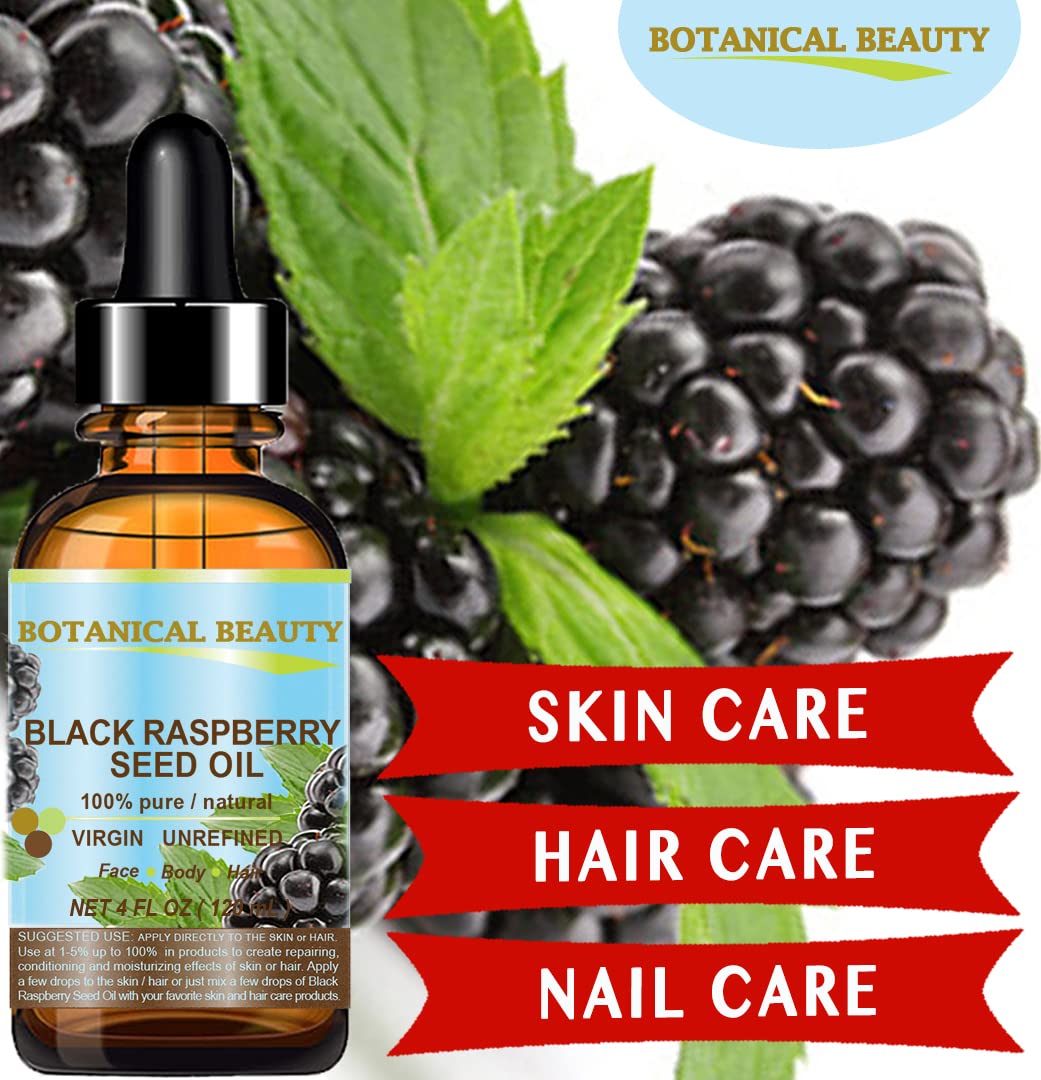Botanical Beauty BLACK RASPBERRY SEED OIL 100% Pure Natural Undiluted Virgin Unrefined Cold Pressed Carrier Oil for Face, Skin, Hair, Lip, Nails (0.5