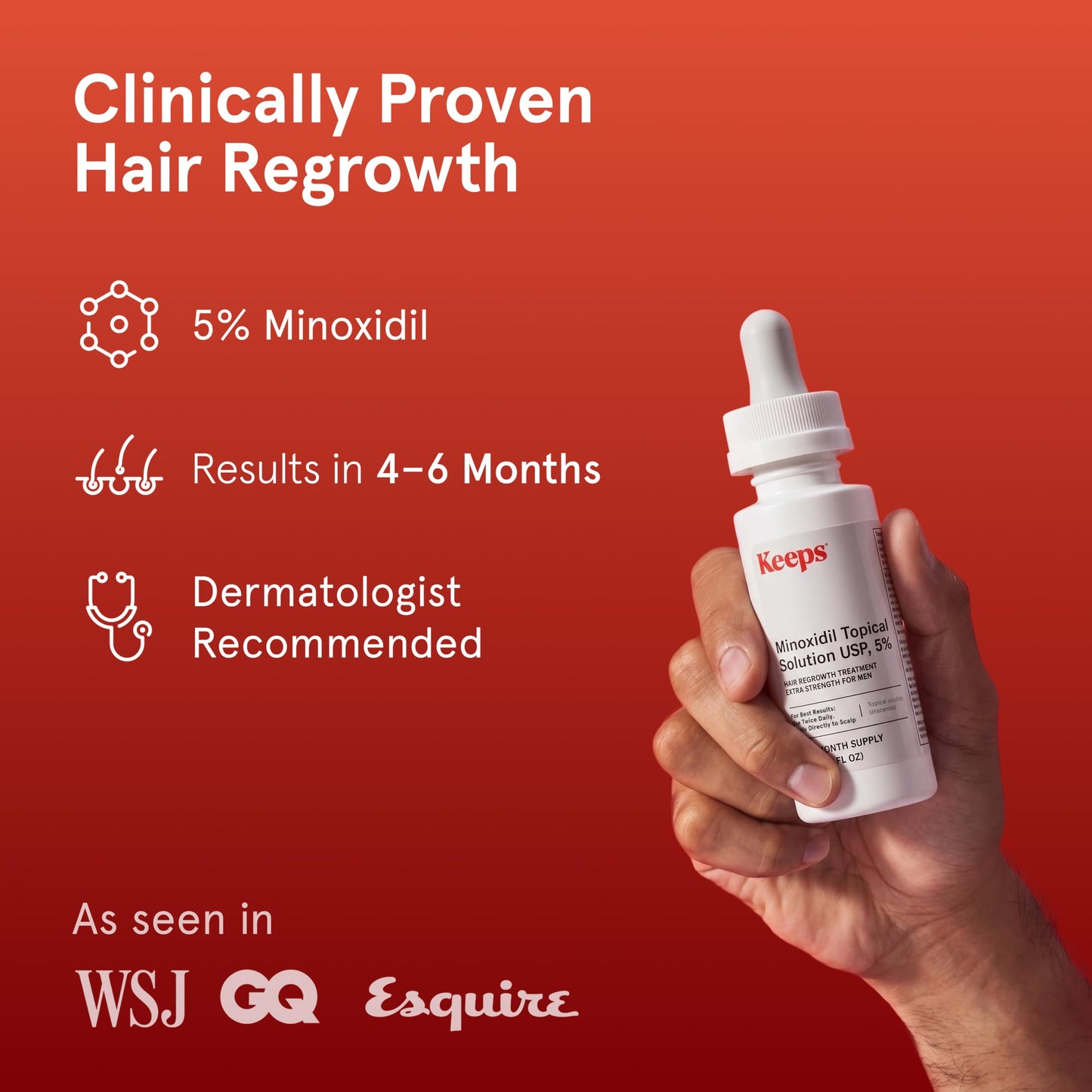 Keeps Minoxidil Solution 5% for Men, 3 Month Supply (3 x 2 fl oz Bottles) Beauty and Personal Care Keeps