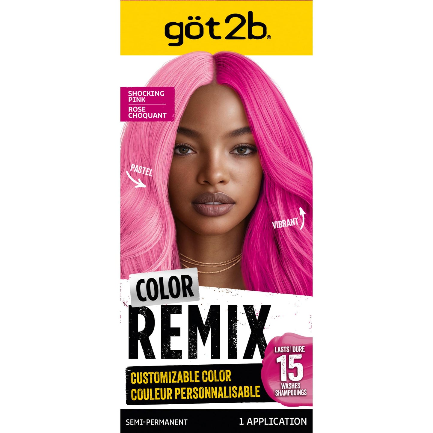 got2b Color Remix Semi-Permanent Hair Color, Shocking Pink 093, Customizable Temporary Hair Dye to Create A Vibrant or Pastel Shade, Easy At-Home