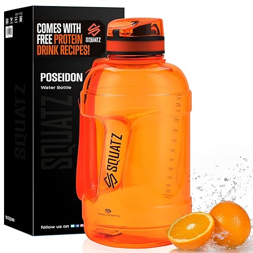 SQUATZ 78 Oz Poseidon Series Sports Water Bottle - Premium Quality Big Volume Wide Mouth protein Shake Gym Flask, Fixed Buckle Carrying Strap, Leak