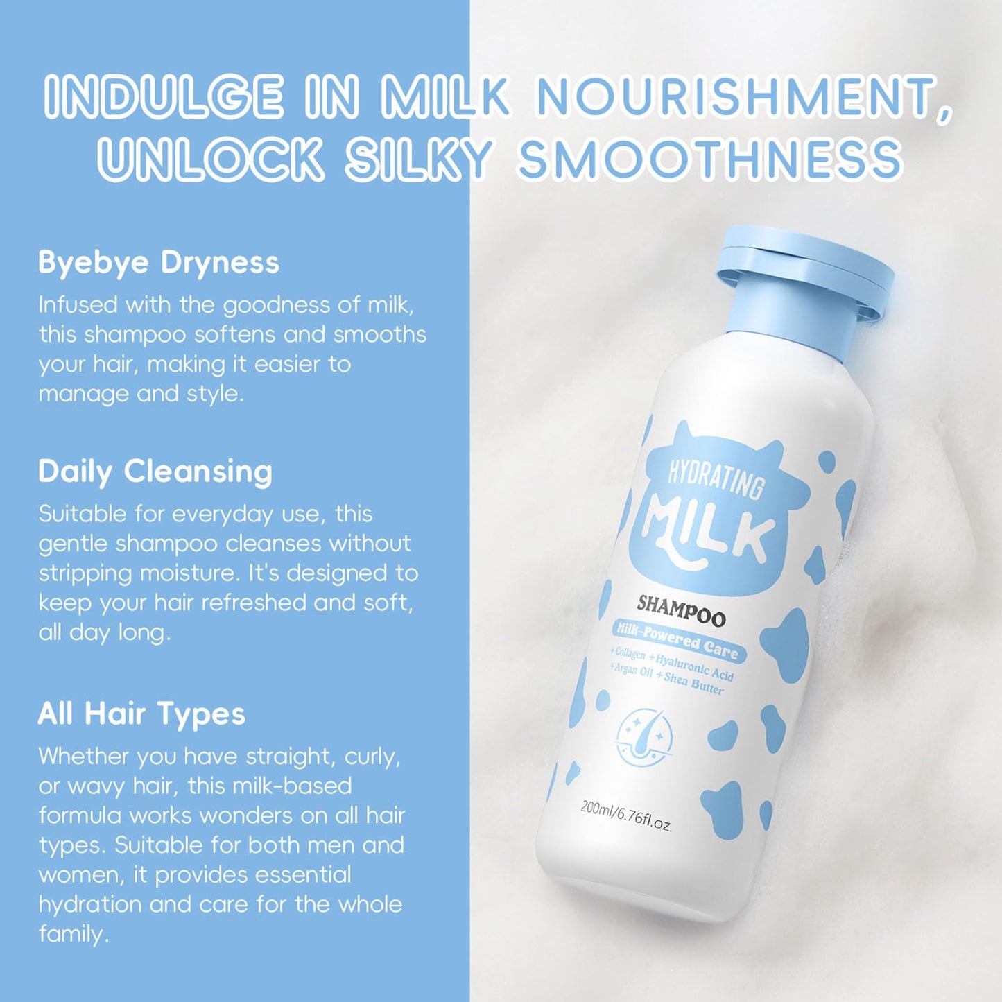 Nourishing Milk Shampoo Conditioner Set, Cleans, Removes Dandruff, Thickening, Plumps and Softens, Everyday Nourishing Formulas, for Dry, Itchy Scalp
