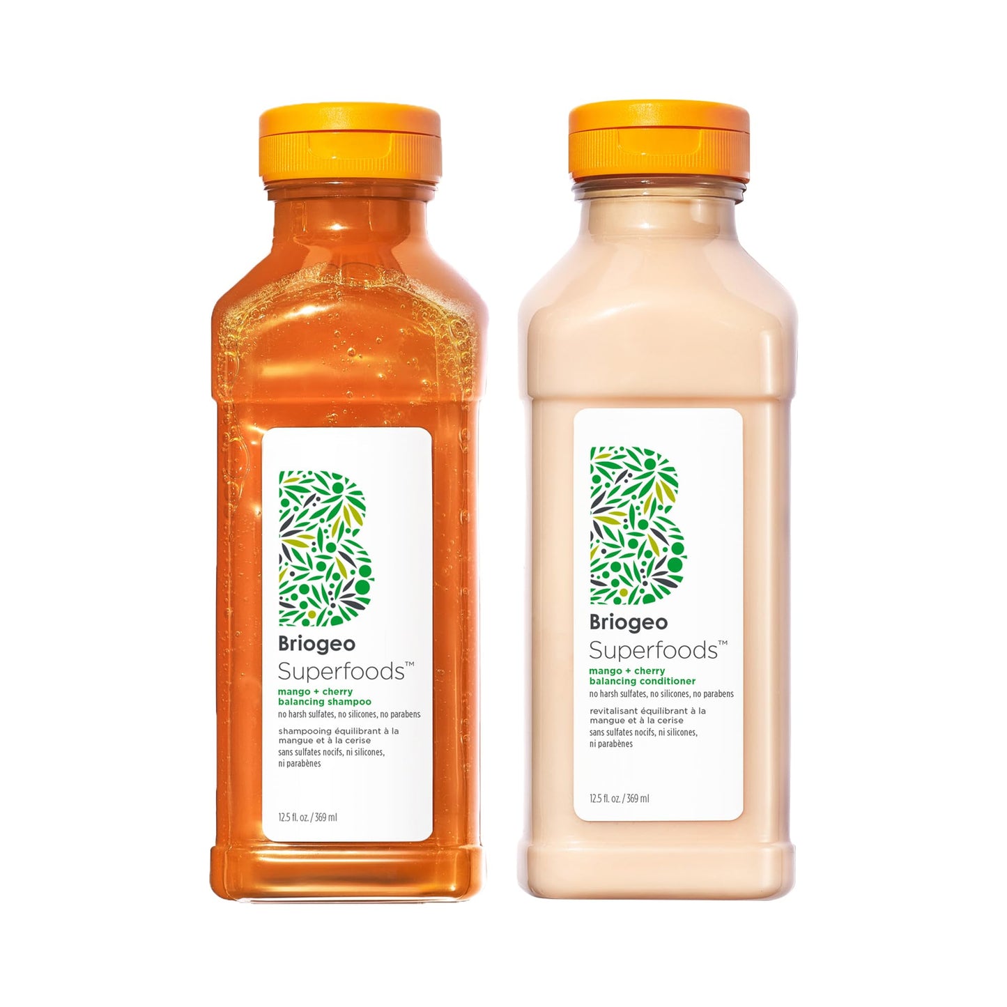 Briogeo Superfoods Mango + Cherry Hair Pack for Oily Hair | Balancing Shampoo & Conditioner Duo | Gentle Cleanse & Lightweight Hydration | Vegan