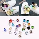 60PCS 3D Cube Square Rhinestone Crystal Glass Nails Beads Decoration Manicure Nail Art 4MM (Colorful) Beauty & Personal Care MEYA