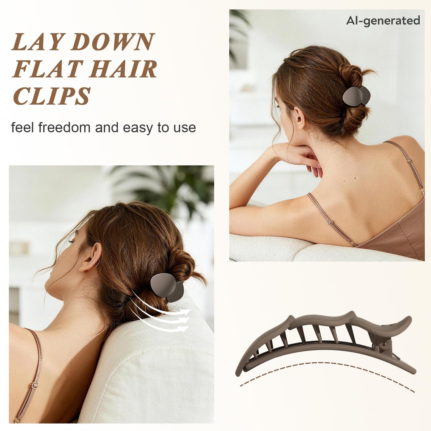 Amlaidu Medium Flat Hair Clips for Women, French Claw Clips Strong Hold for Thick & Thin Hair, Duckbill Hair Clips Non Slip for Driving Yoga - Beige Beauty and Personal Care Amlaidu