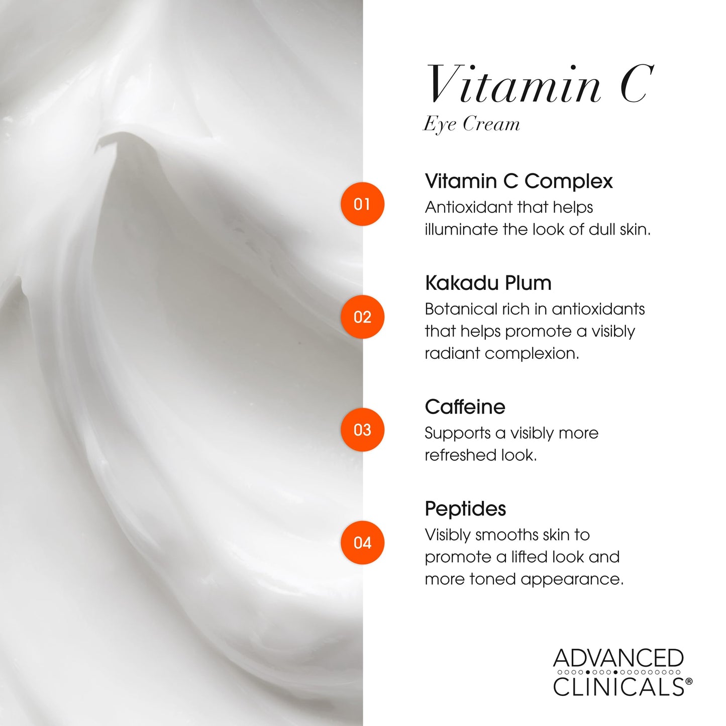 Advanced Clinicals Vitamin C + Caffeine Eye Balm Face Moisturizer | Under Eye Cream For Improving Appearance Of Dark Circles, Puffiness, Bags Under