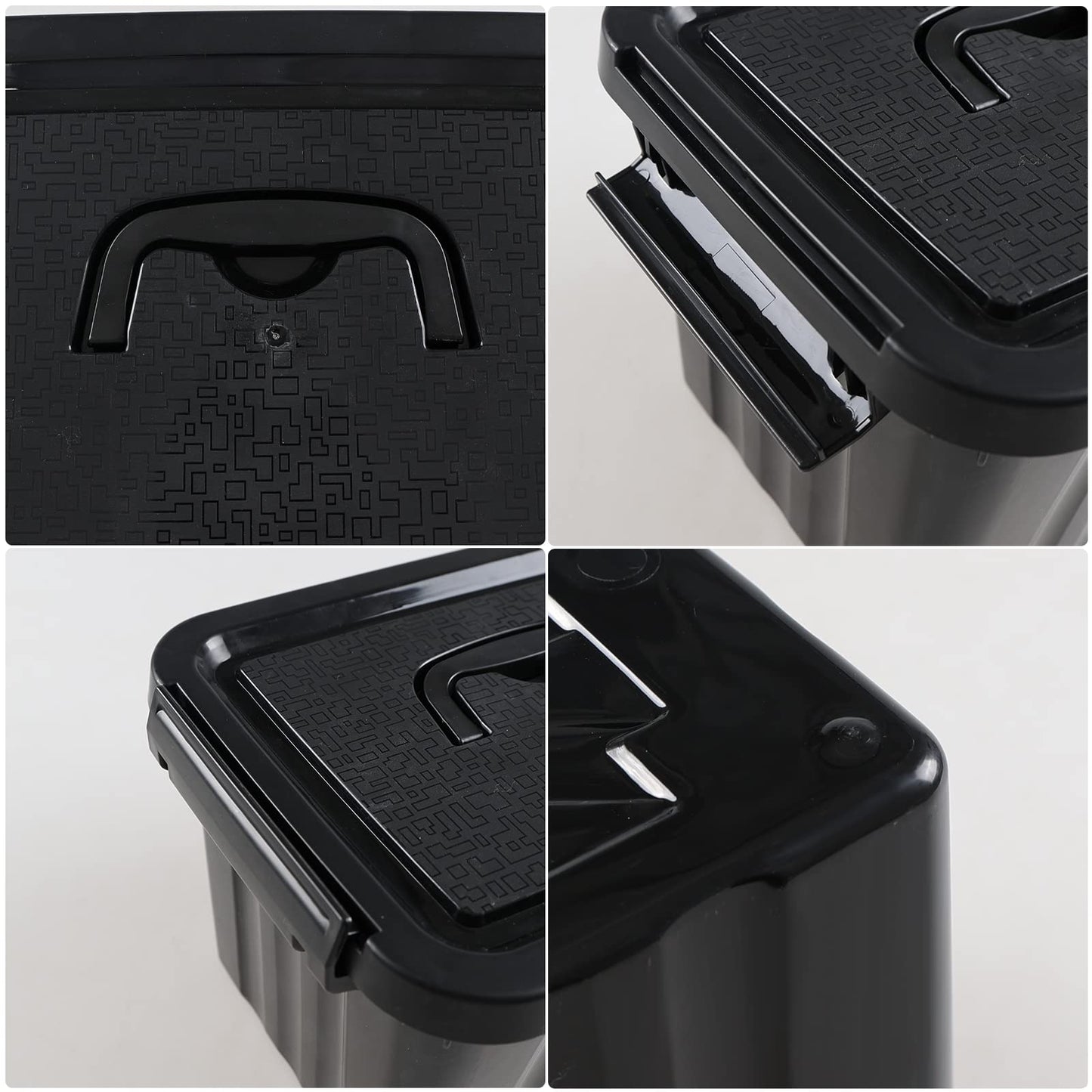 Kiddream Plastic Black Storage Bins with Handles, 6 Quart Latch Storage Boxes Set of 6