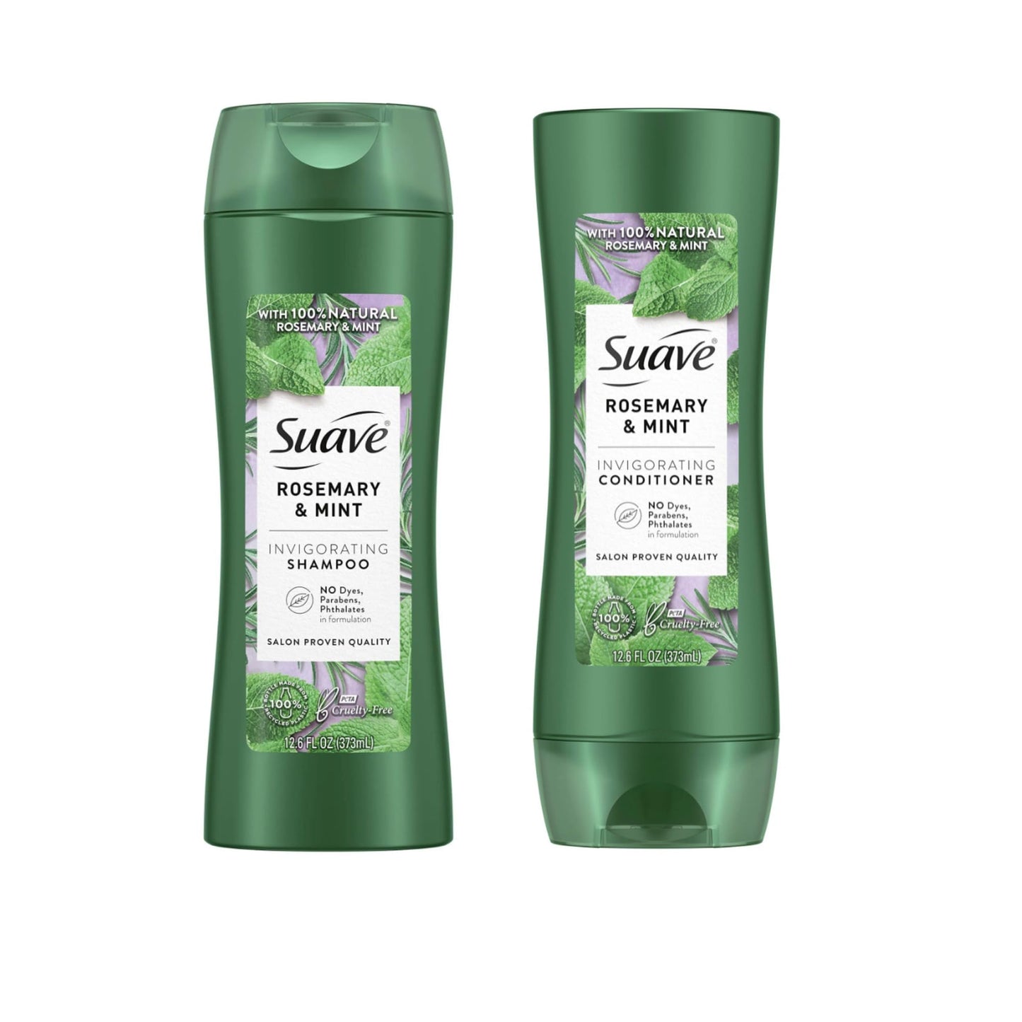 Suave Rosemary and Mint, 100% natural, Invigorating Shampoo and Conditioner Set, 18 oz 2 Pack