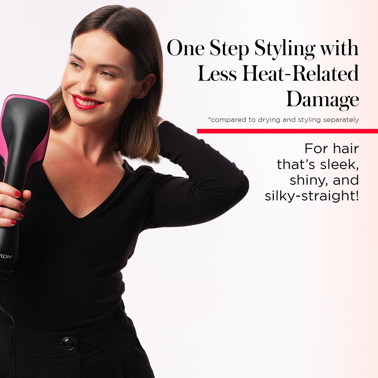 REVLON One-Step Hair Dryer and Styler, All-in-One Detangling and Straightener Brush for Salon-Quality Smooth, Straight Hair, More Shine and Less