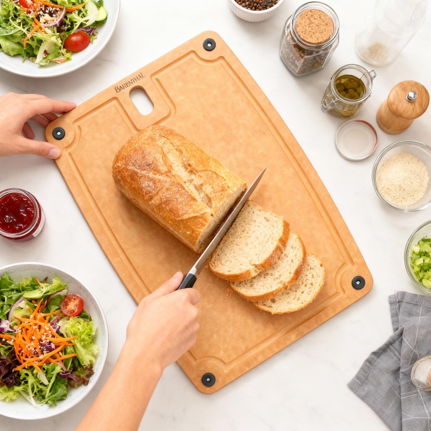 Barenthal Cutting Boards for Kitchen Dishwasher - 2PC Cutting Board Set Double-Sided with Non-Slip Feet and Juice Groove Composite Chopping Boardโฆ