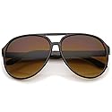 zeroUV Retro Large Blue Blocking Lens Aviator Sunglasses 60mm (Tortoise/Amber)