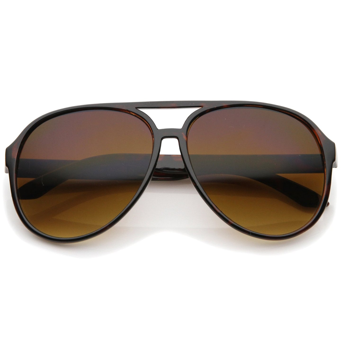 zeroUV Retro Large Blue Blocking Lens Aviator Sunglasses 60mm (Tortoise/Amber)