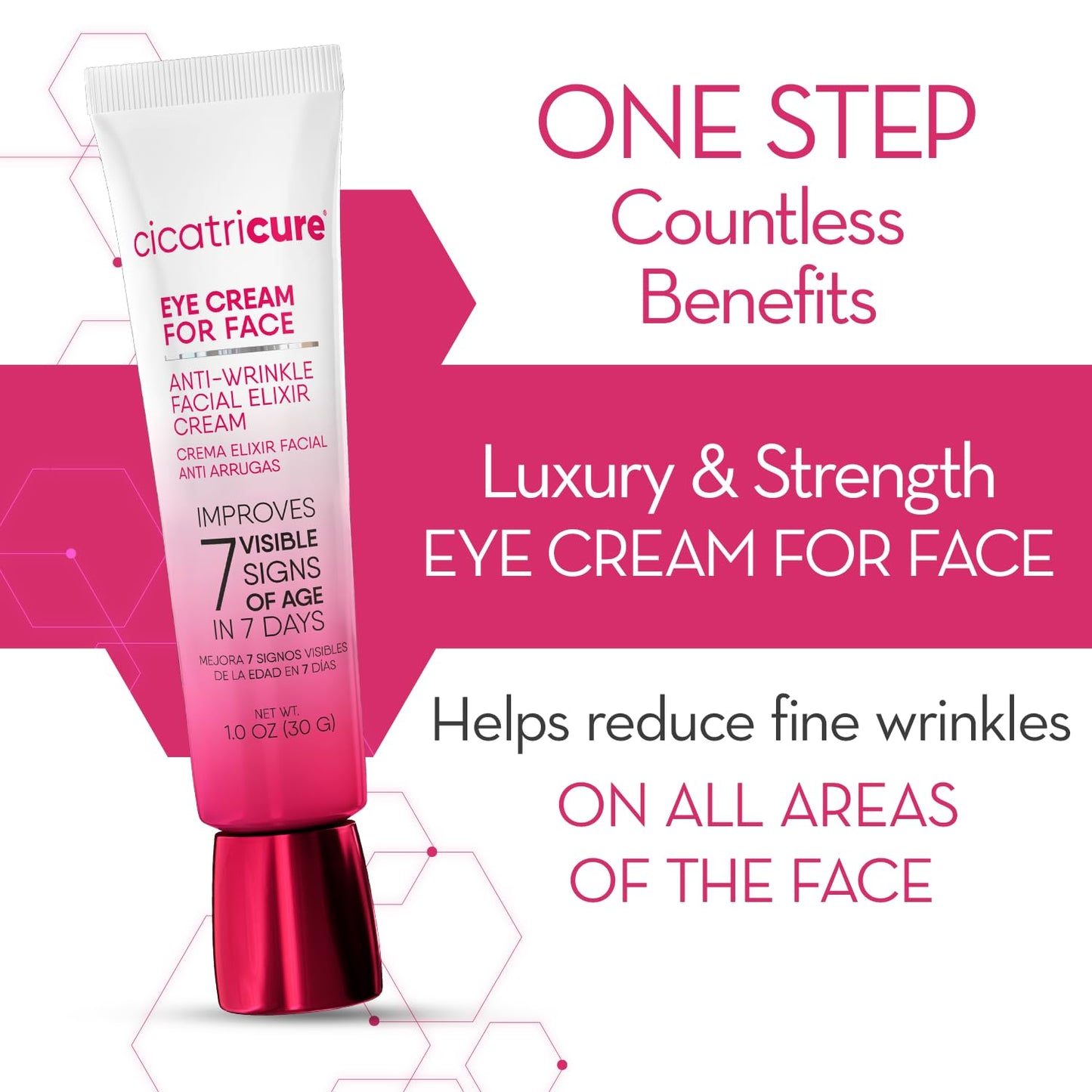 Cicatricure Eye Cream for Face: 7-in-7 Anti-Wrinkle, Peptides & Vitamins Reduce 7 Aging Signs in 7 Days, Hydrating, Oil-Free, 1oz