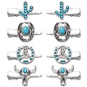 Western Cowboy Cowgirl Boot Hat Hair Clips - 8PCS Vintage Turquoise Star Lightning Cactus Hairpins - Women's Hair Accessories (Pattern A)