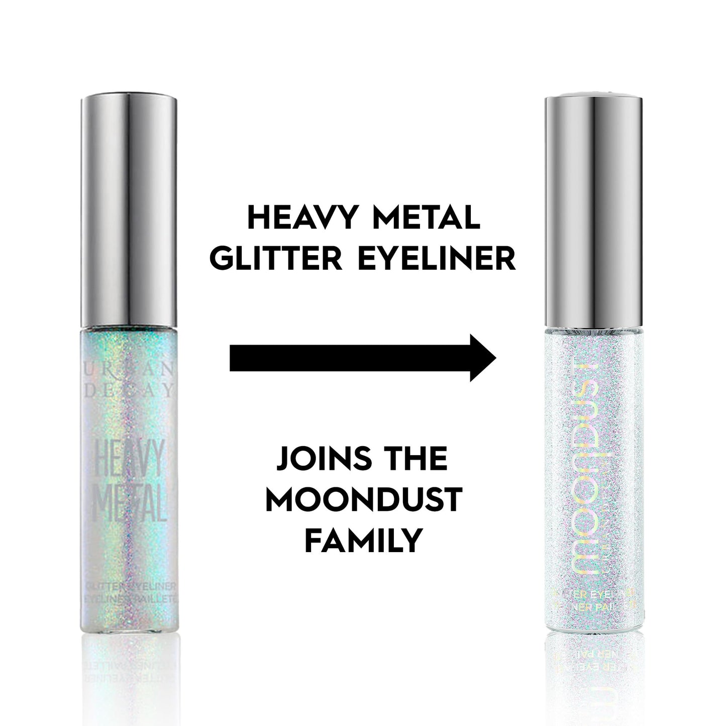 URBAN DECAY Moondust Liquid Glitter Eyeliner (Glamrock - Silver Glitter), Sparkly Eye Liner, Glitter Eyeshadow Topper, Universal Shimmering Shades, No