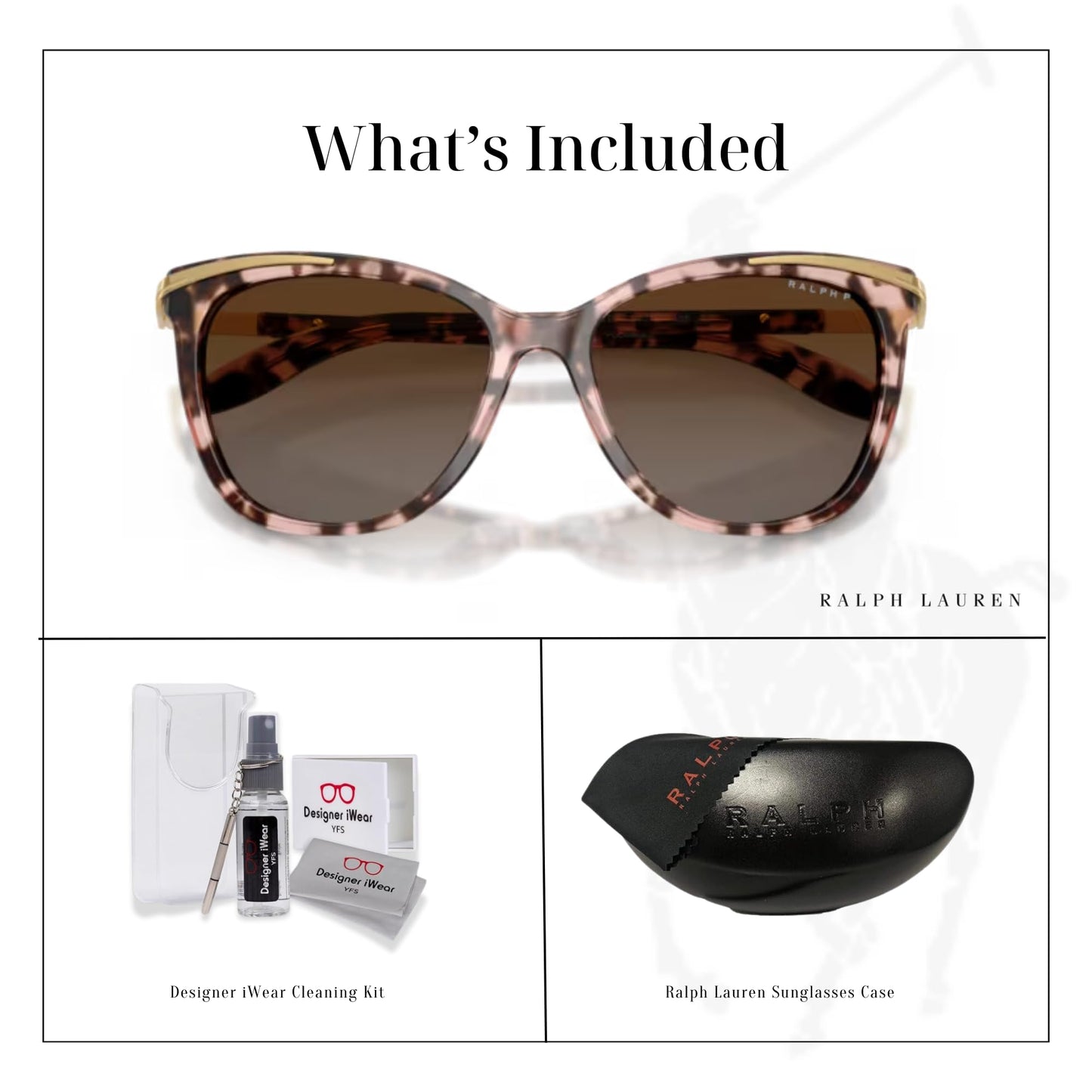 Ralph Lauren RA5203 1463T5 54M Pink Tortoise/Brown Gradient Polarized Cateye Sunglasses For Women +BUNDLE with ACCESSORY EYEWEAR KIT