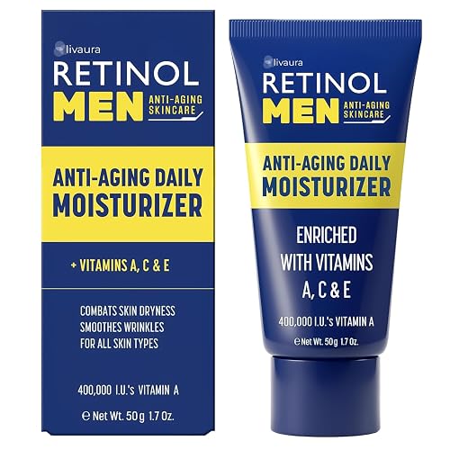 LIVAURA Retinol Men’s Face Moisturizer - Hydrating Face Cream & Faces Lotion for Men, Anti Aging Moisturizers for Dry Skin, Lightweight Facial