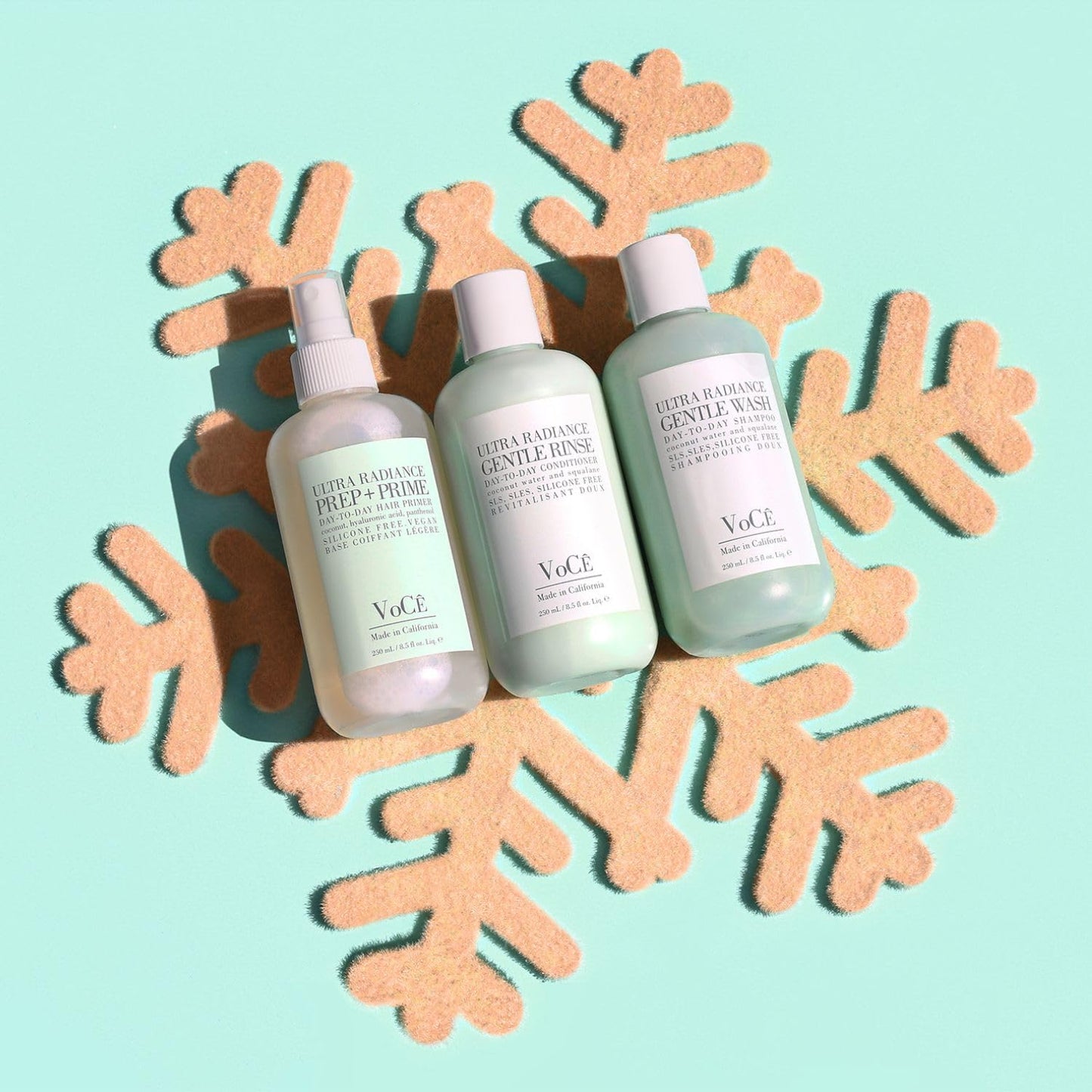 VoCÊ Haircare Gentle Collection Gift Set | Ultra Radiance Shampoo, Conditioner & Prep + Prime Spray | Vegan, Cruelty-Free Haircare for Soft, Shiny
