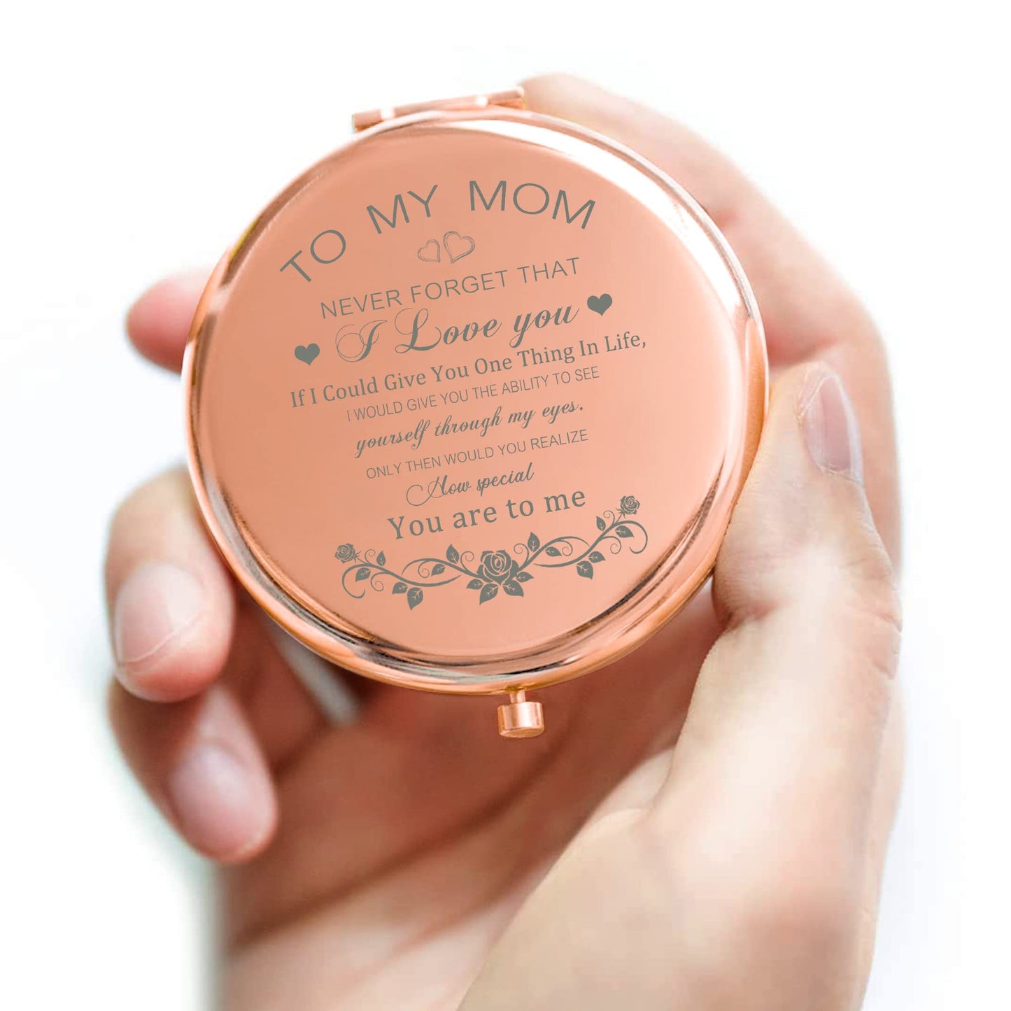 GAOLZIUY Compact Mirror Gifts for Mom, Rose Gold Compact Mirror for Mother, Birthday Gifts for Women from Daughter or Son for Mom Birthday, Mothers