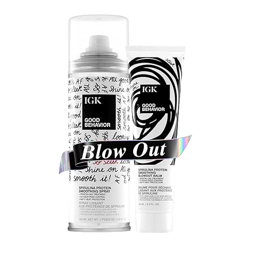IGK GOOD BEHAVIOR Spirulina Protein Smoothing Spray + Anti-Frizz Smoothing Blowout Balm | Keratin Like Treatment + Frizz Control + Heat Protectant |