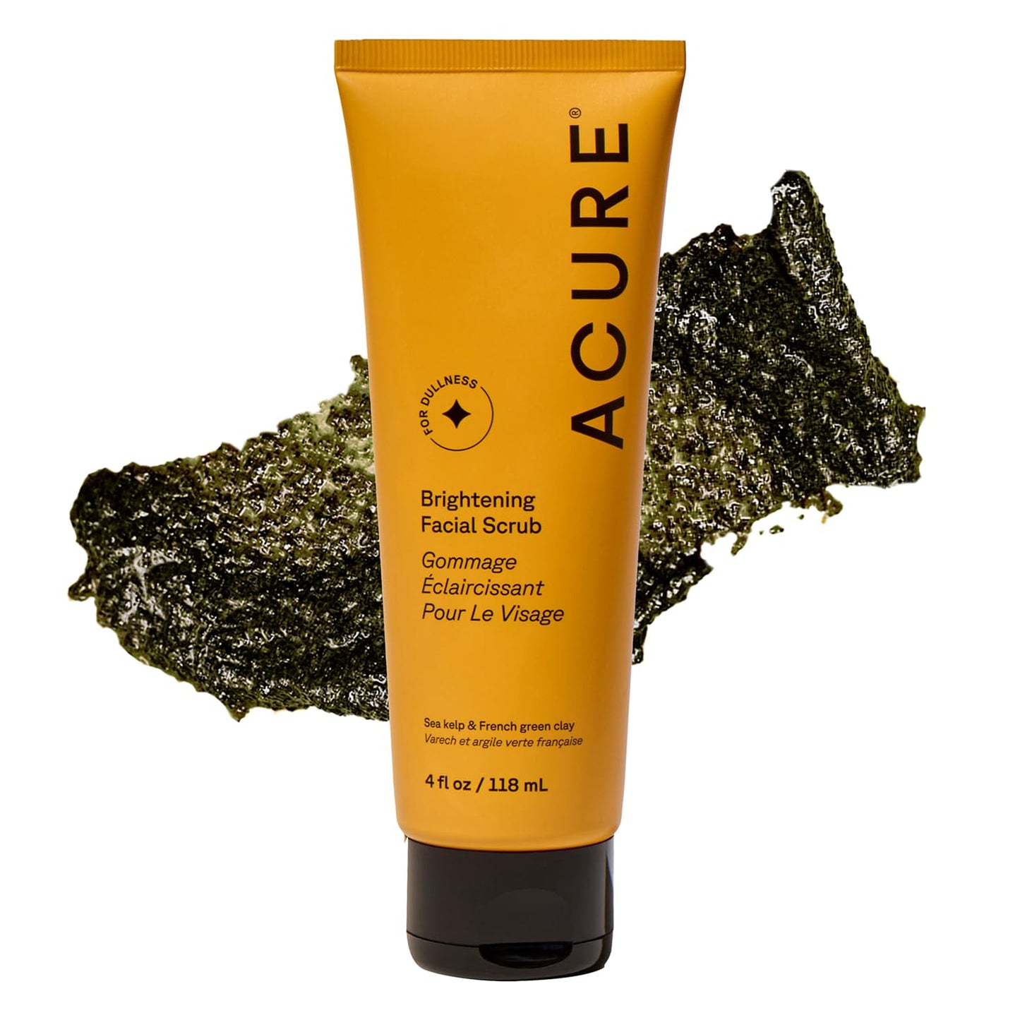 Acure Brightening Facial Scrub - Exfoliating Face Wash, Gentle Daily Scrubber & Exfoliator for Women & Men for Radiant Skin, Cleansing Wash with Sea