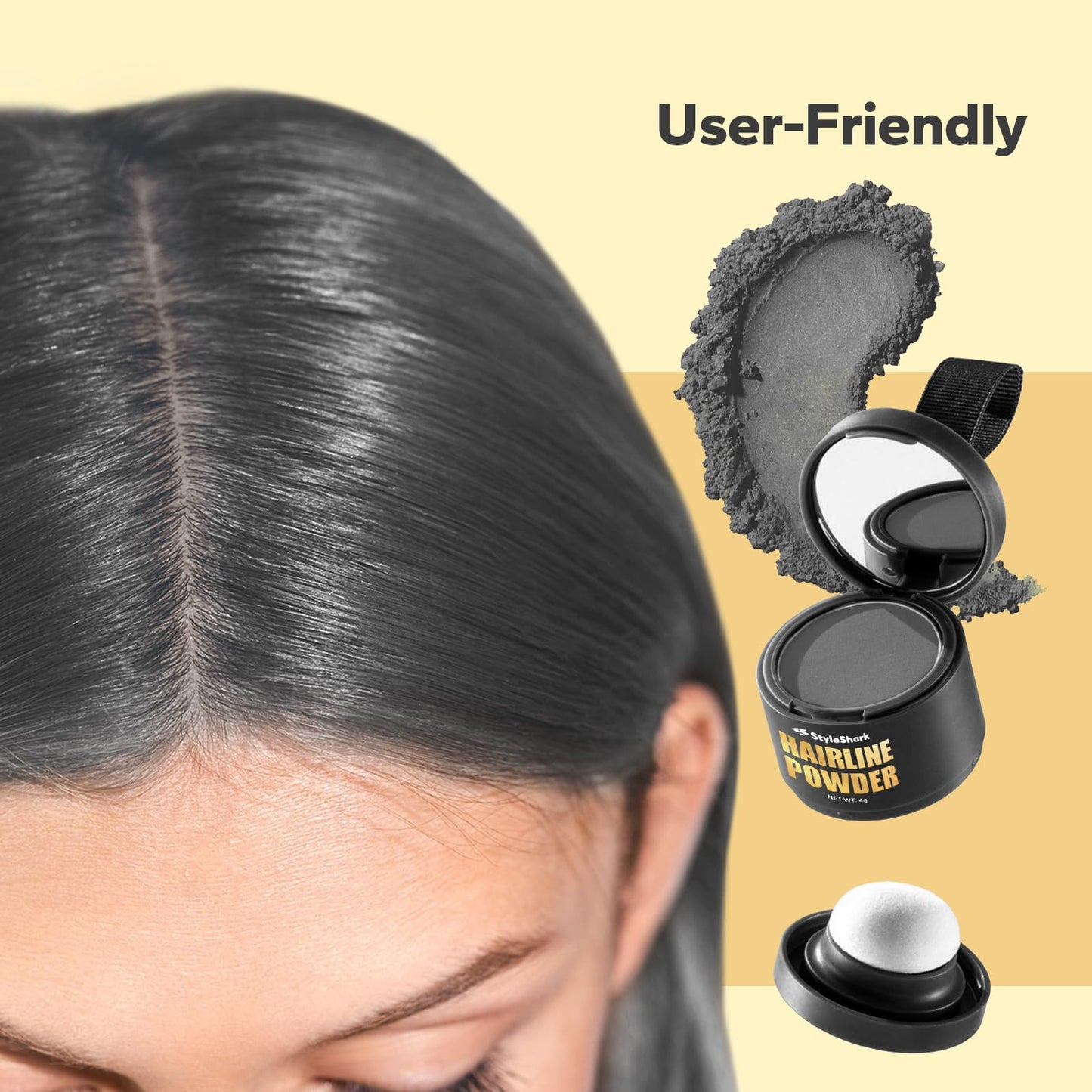 StyleShark Hairline Powder for Women and Men - Stain-Proof Root Touch Up for Thinning Hair, Sweatproof Color (Grey)