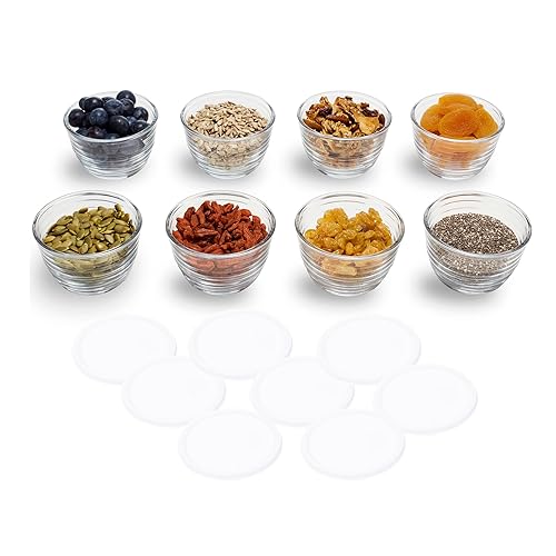 Libbey Small Glass Bowls, Glass Containers with Lids Set of 8 to Keep Leftovers Fresh, Meal Prepping and More, Dishwasher Safe Bowl Set