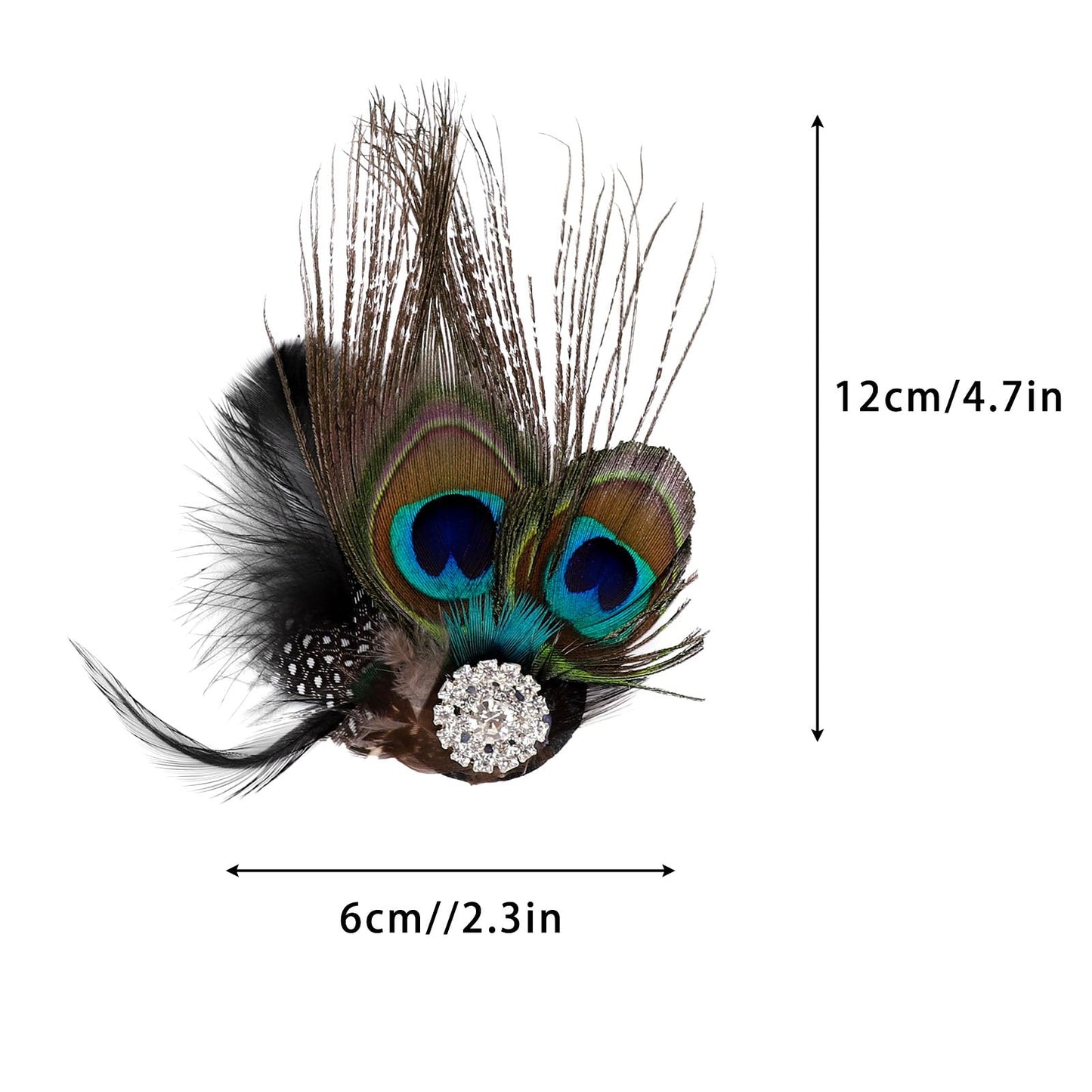 Song Qing Fascinator Hair Clips Peacock Feather Hair Clip Pin for Women Brides Bridesmaids Onesize