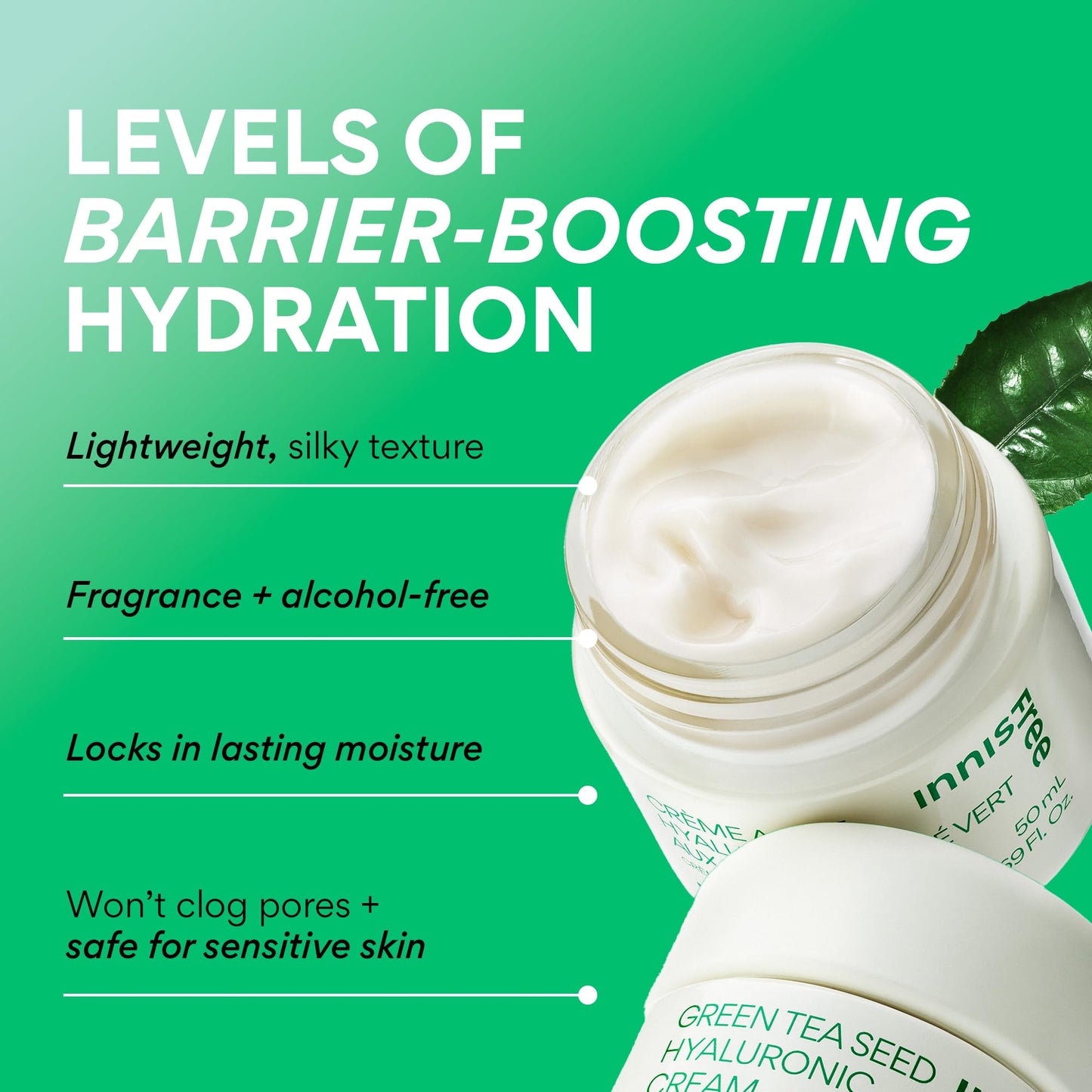 innisfree Green Tea Seed Hyaluronic Acid Cream, Korean Face Moisturizer with Ceramide & Skin Barrier Complex, Fragrance-Free & Non-Comedogenic Beauty and Personal Care innisfree