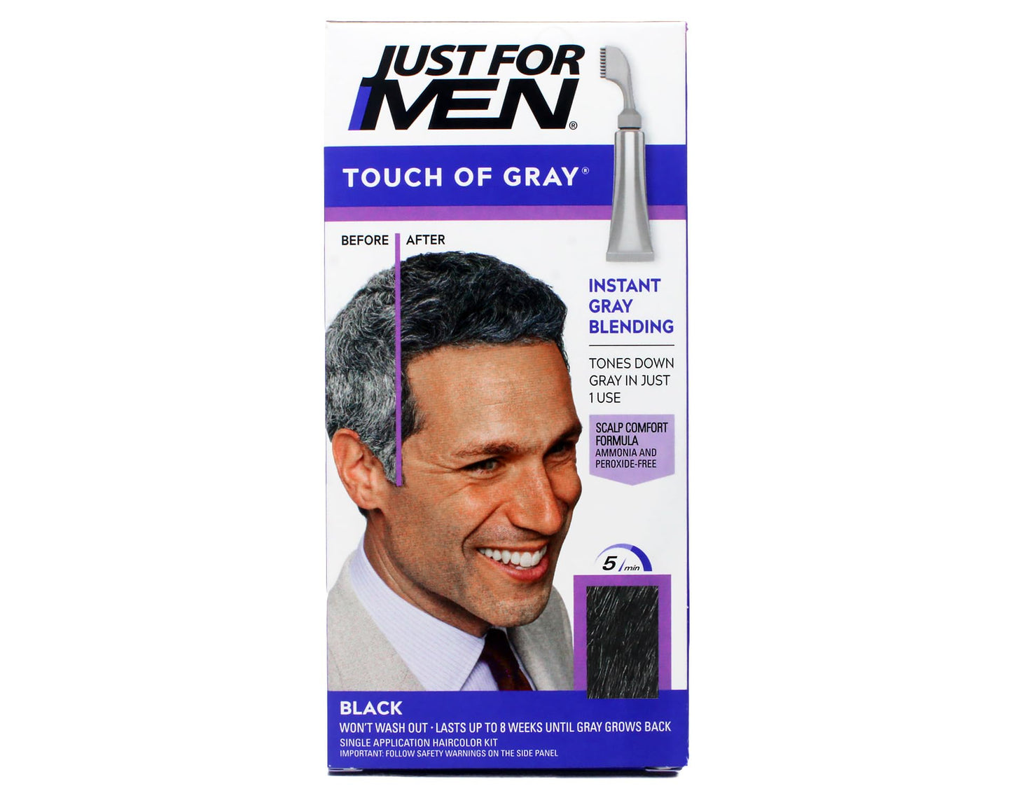 Just for Men Touch of Gray Hair Treatment, Black T-55 (Pack of 12)