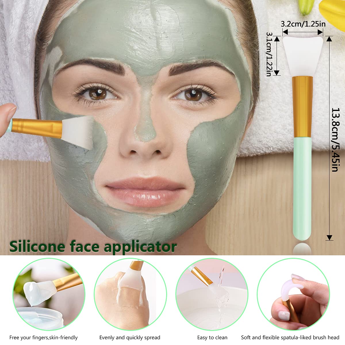 5PCS Silicone Scrubber Set, Lip Scrub Brush, Silicone Face Cleansing Brush, Face Applicator Tool and 2PCS Exfoliating Brushes for Men Women