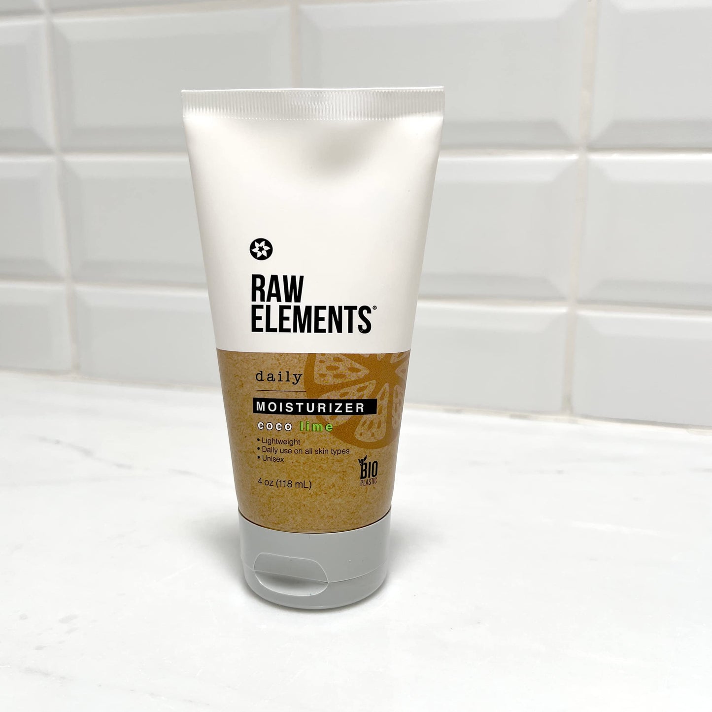 Raw Elements Daily Moisturizing Lotion Coco Lime - Organic Non Toxic Body Lotion, Cocoa Butter, Vitamin E, Reef-Safe, Water Resistant, Bio-Resin Tube