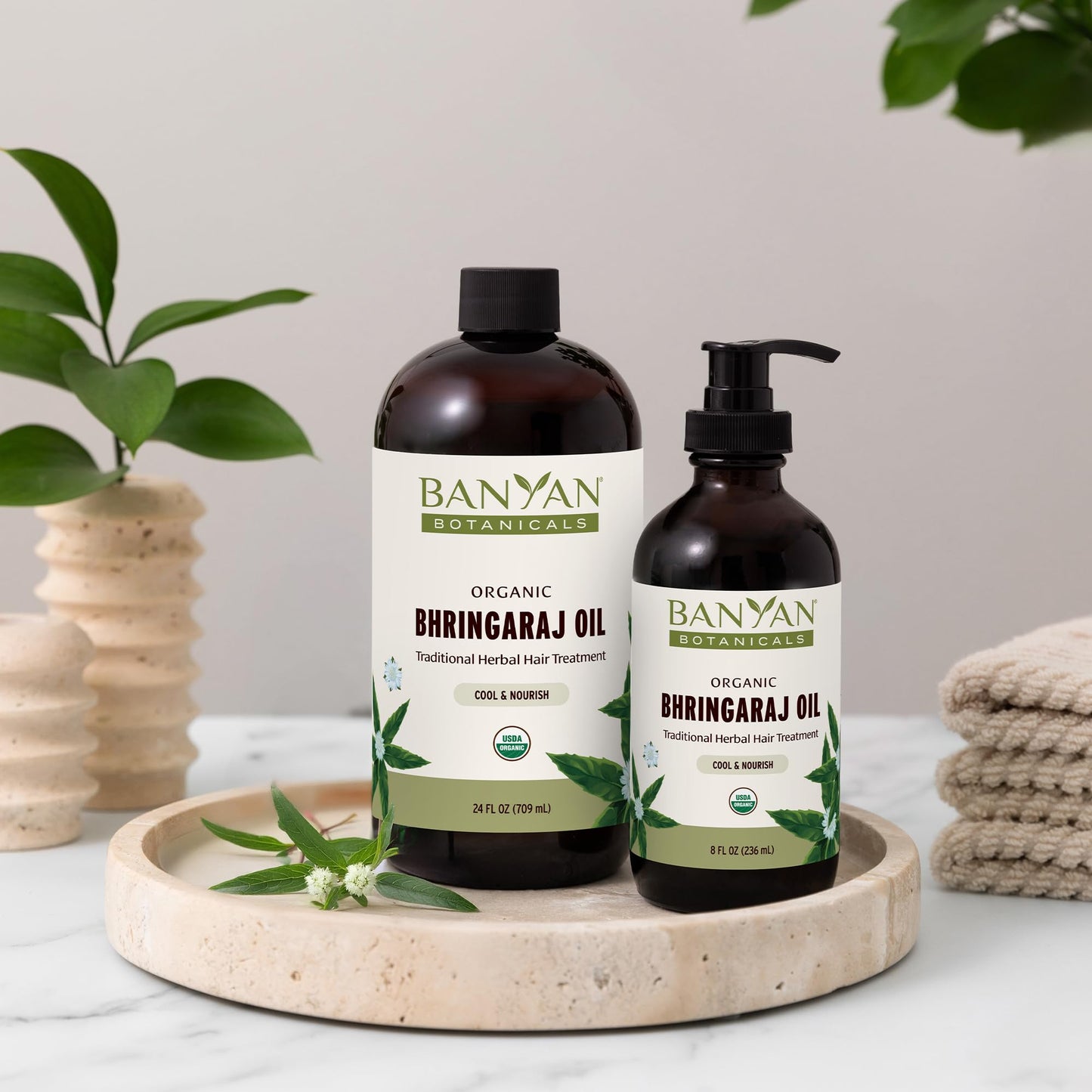 Banyan Botanicals Organic Bhringaraj Oil - Supports Healthy Hair Growth - Oil Made with Traditional Methods - 8 oz. - Non-GMO Sustainably Sourced