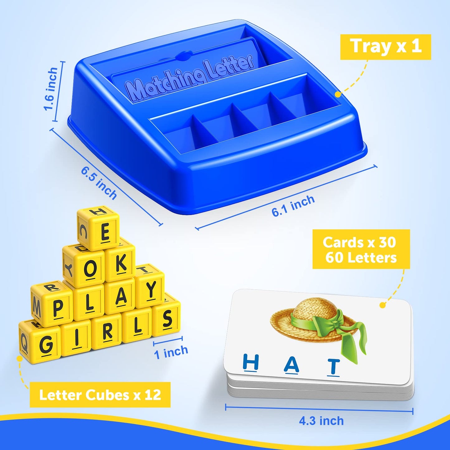 LIWIN LET’S GO! Matching Letter Game – Fun Learning Toy for Kids Ages 3–8, Educational Spelling Game & Birthday Gift for Boys & Girls, Blue