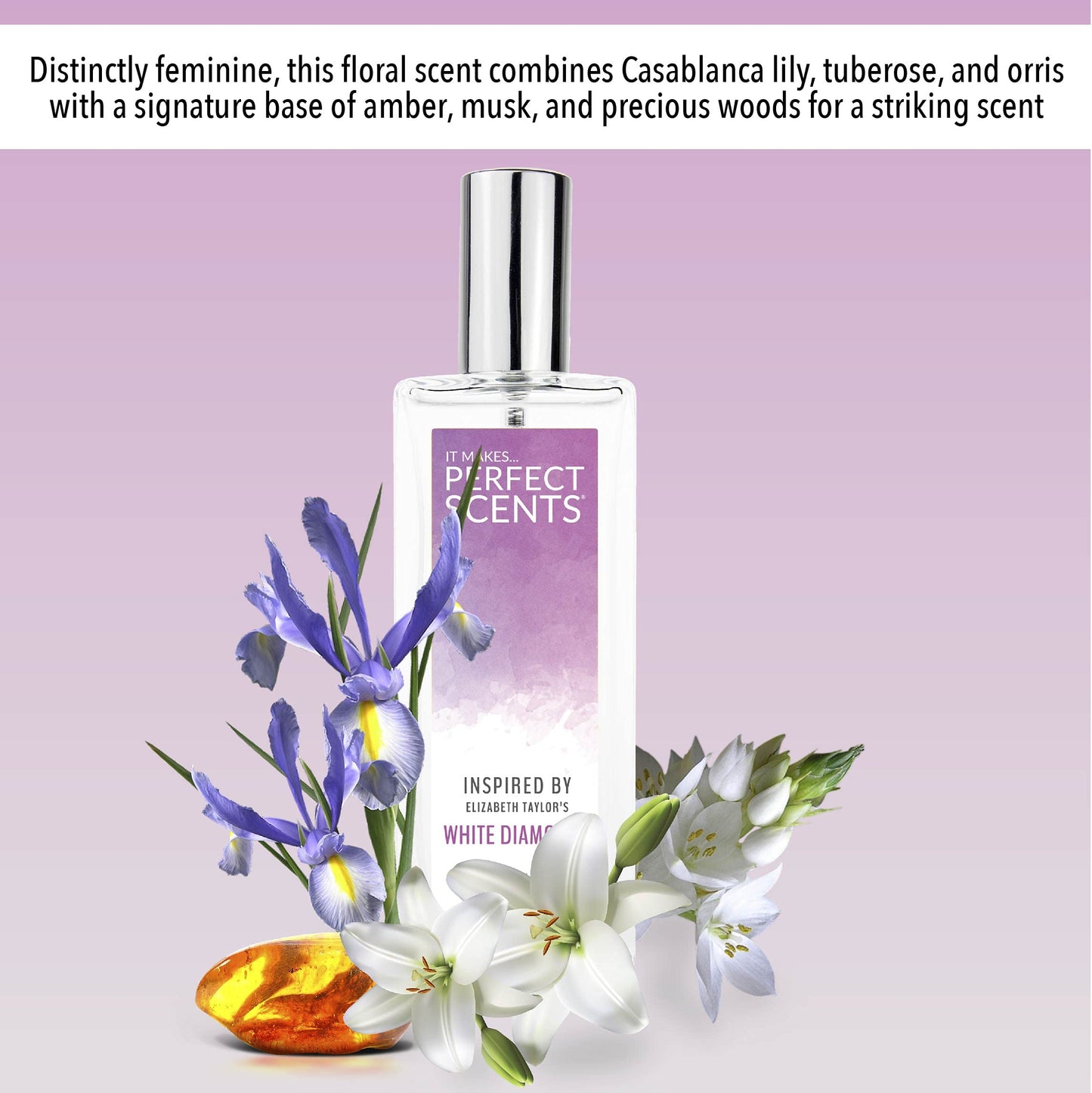 Perfect Scents Fragrances Inspired by Elizabeth Taylor's White Diamonds Women’s Eau de Toilette Paraben Free Never Tested on Animals 2.5 Fluid Ounces
