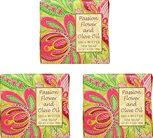 Greenwich Bay Cleansing Spa Soap, Shea Butter, and Cocoa Butter. No Parabens, No Sulfates 6.35 Oz. (3 Pack) … (Passion Flower)