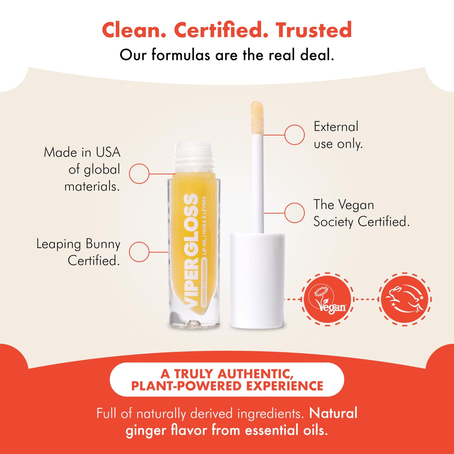 Zizia Viper Gloss - Moisturizing Lip Plumper Gloss with Hyaluronic Acid, Ginger, & Cayenne - Clean, Vegan, & Cruelty-Free Hydrating Lip Oil for a