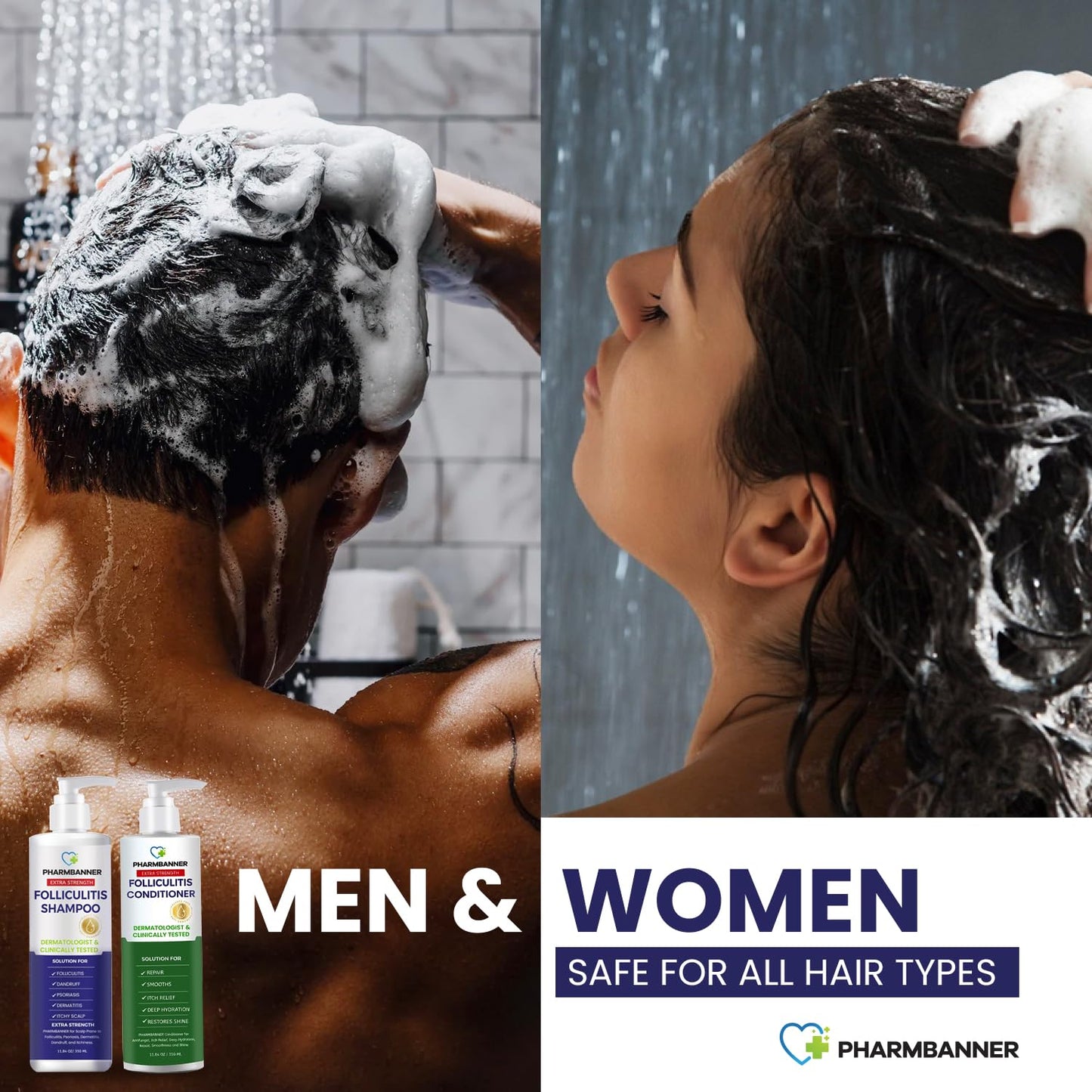 PHARMBANNER Anti-Fungal Shampoo and Conditioner Set - Tea Tree & Argan Oil for Folliculitis, Seborrheic Dermatitis, Scalp Psoriasis - Relieves Itchy Beauty and Personal Care PHARMBANNER