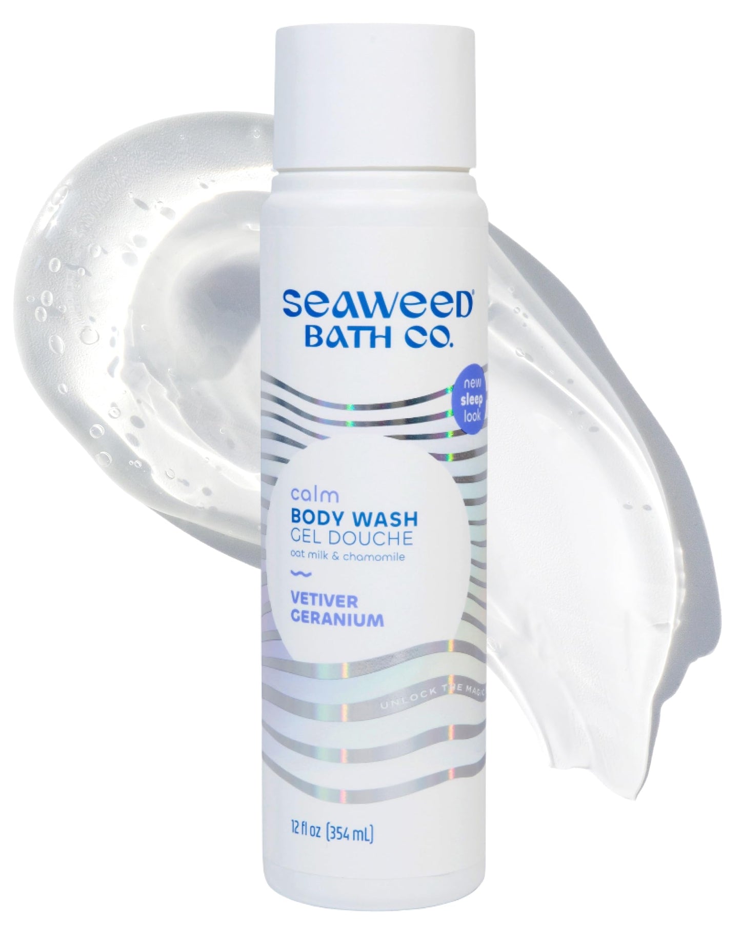 Seaweed Bath Co. Calm Body Wash - Vetiver Geranium - Hydrating Foaming Cleanser with Soothing Oat Milk & Chamomile - Vegan, Paraben and Sulfate Free