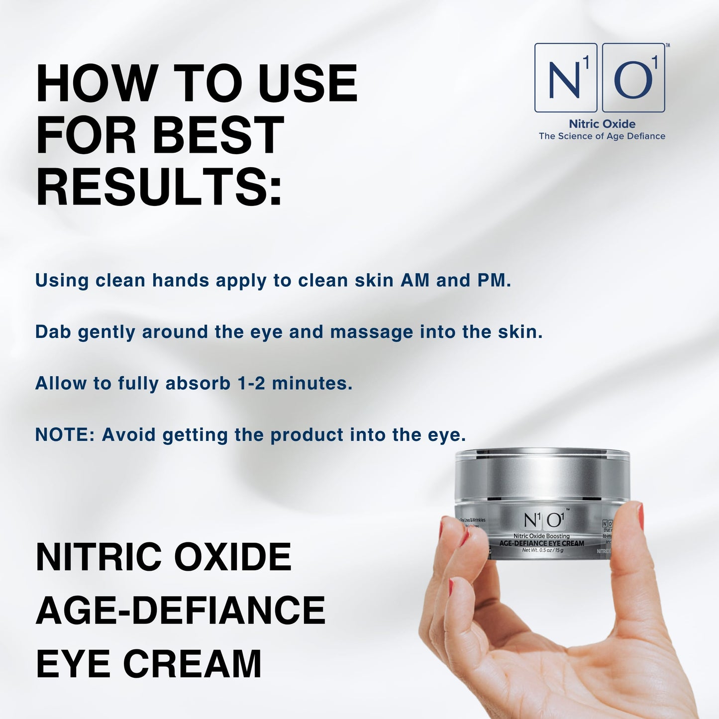 N1O1 Age-Defiance Eye Cream - Day & Night Moisturizer with Nitric Oxide, Hyaluronic Acid, Complex Peptides, Ceramides - Hydrating Eye Cream for Dark
