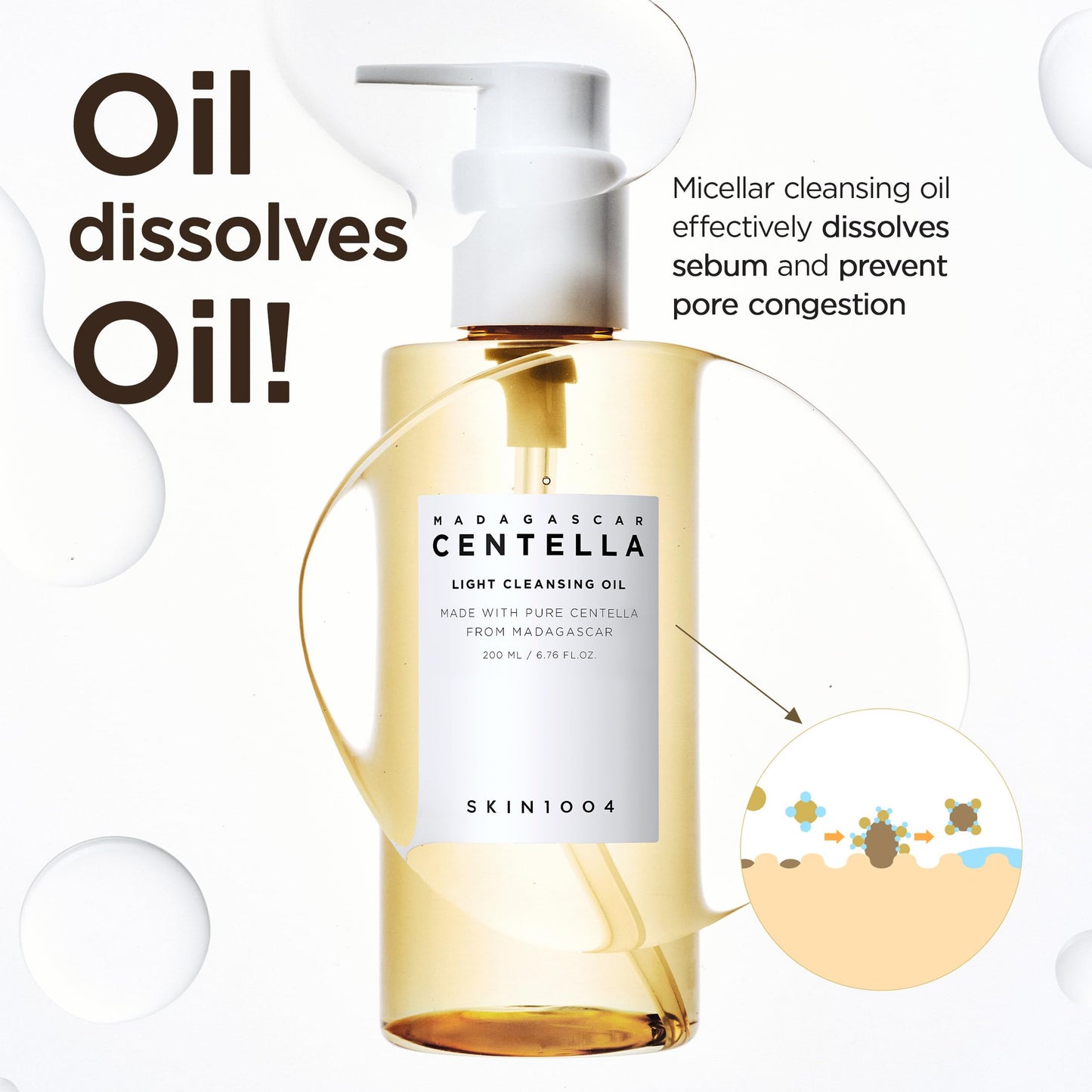 SKIN1004 Centella Double Cleansing Duo, Cleansing Oil 6.76 fl.oz & Ampoule Foam Cleanser 4.23 fl.oz, Korean Gentle Face Cleanser Gift Set, Makeup Beauty and Personal Care SKIN1004