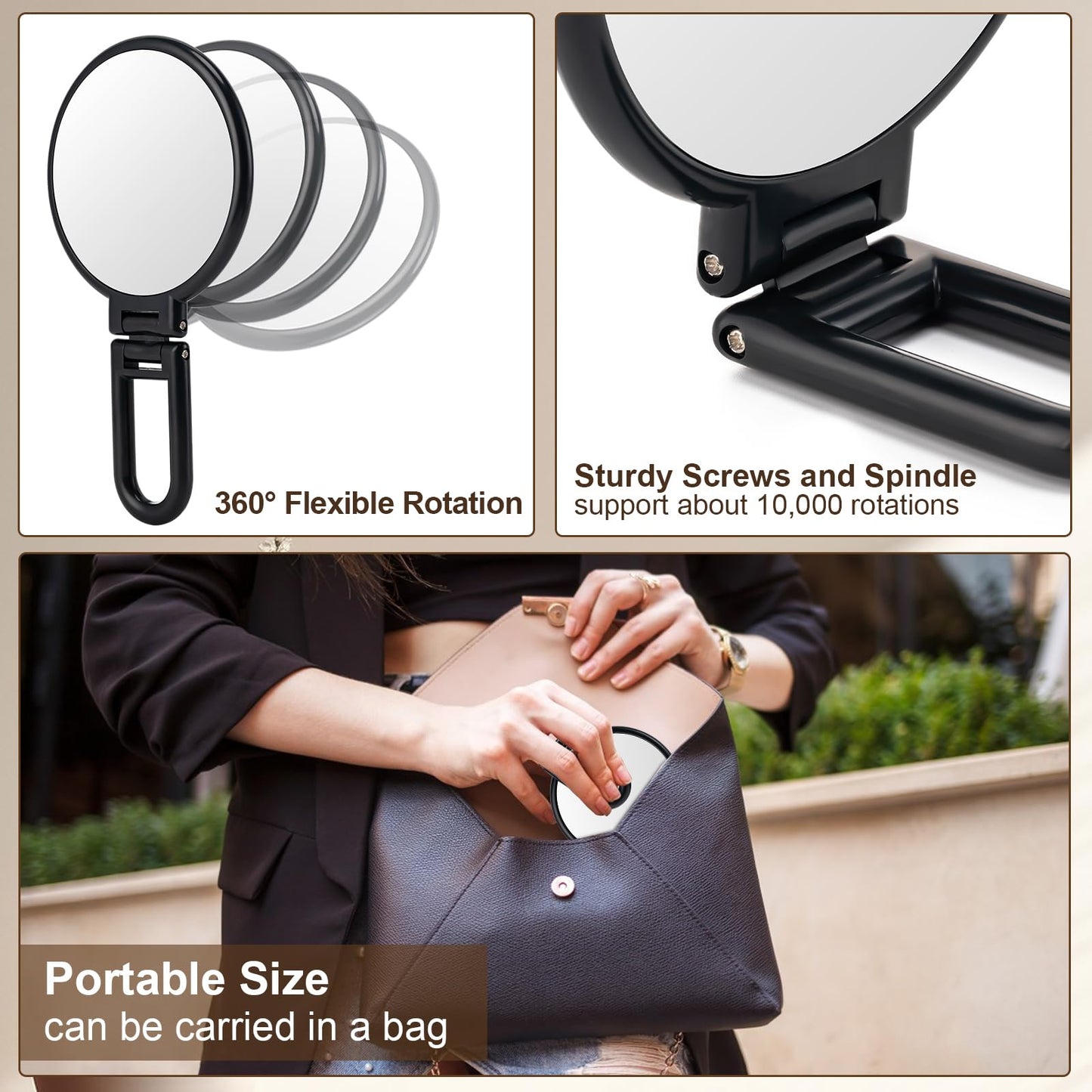 10X Magnifying Mirror, Double Side Handheld Mirror, Travel Makeup Mirror Beauty and Personal Care BOOMIBOO