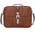 American West Hand Tooled Handcrafted 100% Genuine Leather Laptop Briefcase for Men and Women | Classic Travel Collection | Western (Medium Brown)