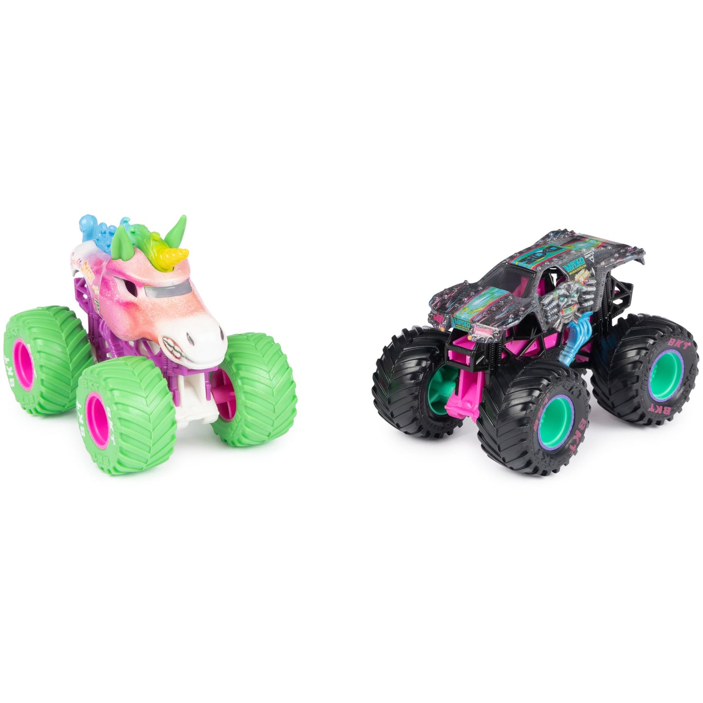 Monster Jam Nitro Neon 1:64 Scale Die-Cast Trucks – Sparkle Smash vs Max-D, Official Monster Trucks Toys for Kids Ages 3+