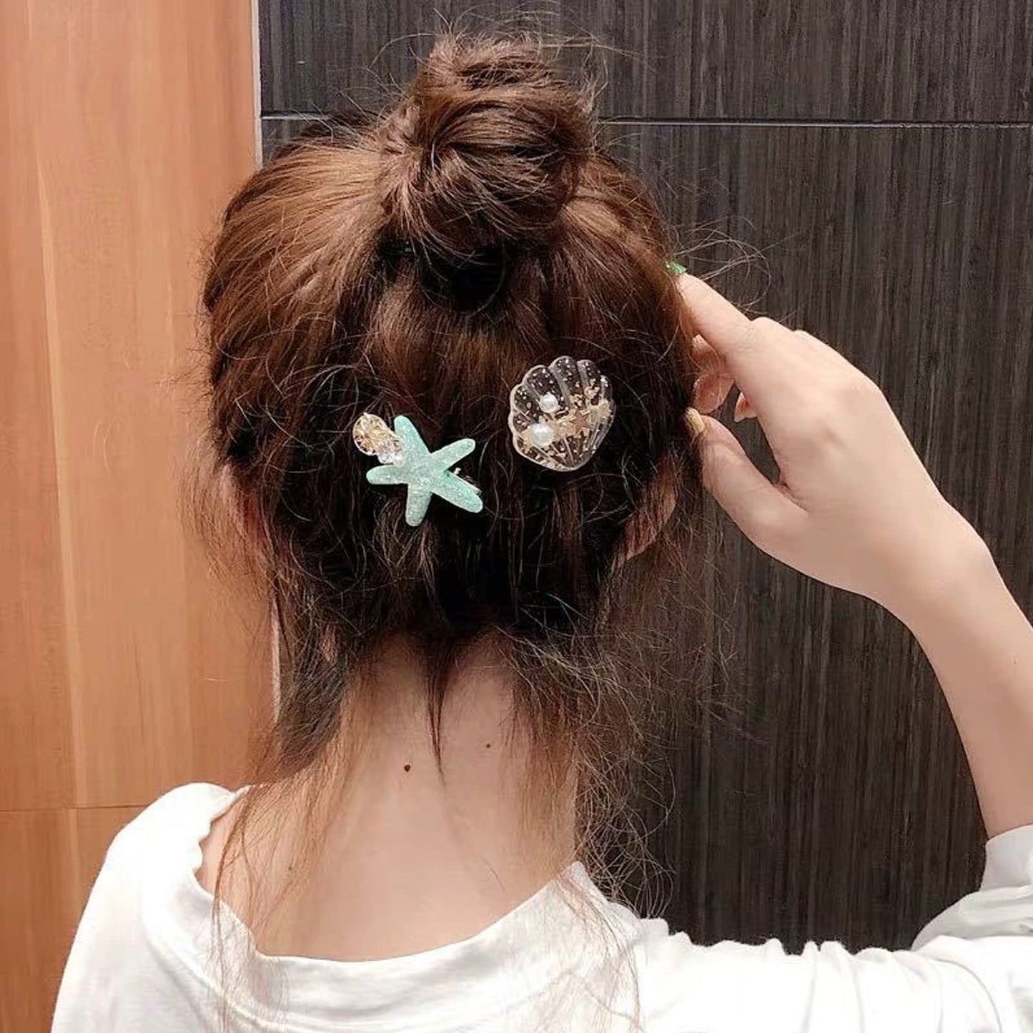 6Pcs Ocean Pearl Shell Starfish Hair Clip - Super Flash Edge, Bangs Clip, Headdress