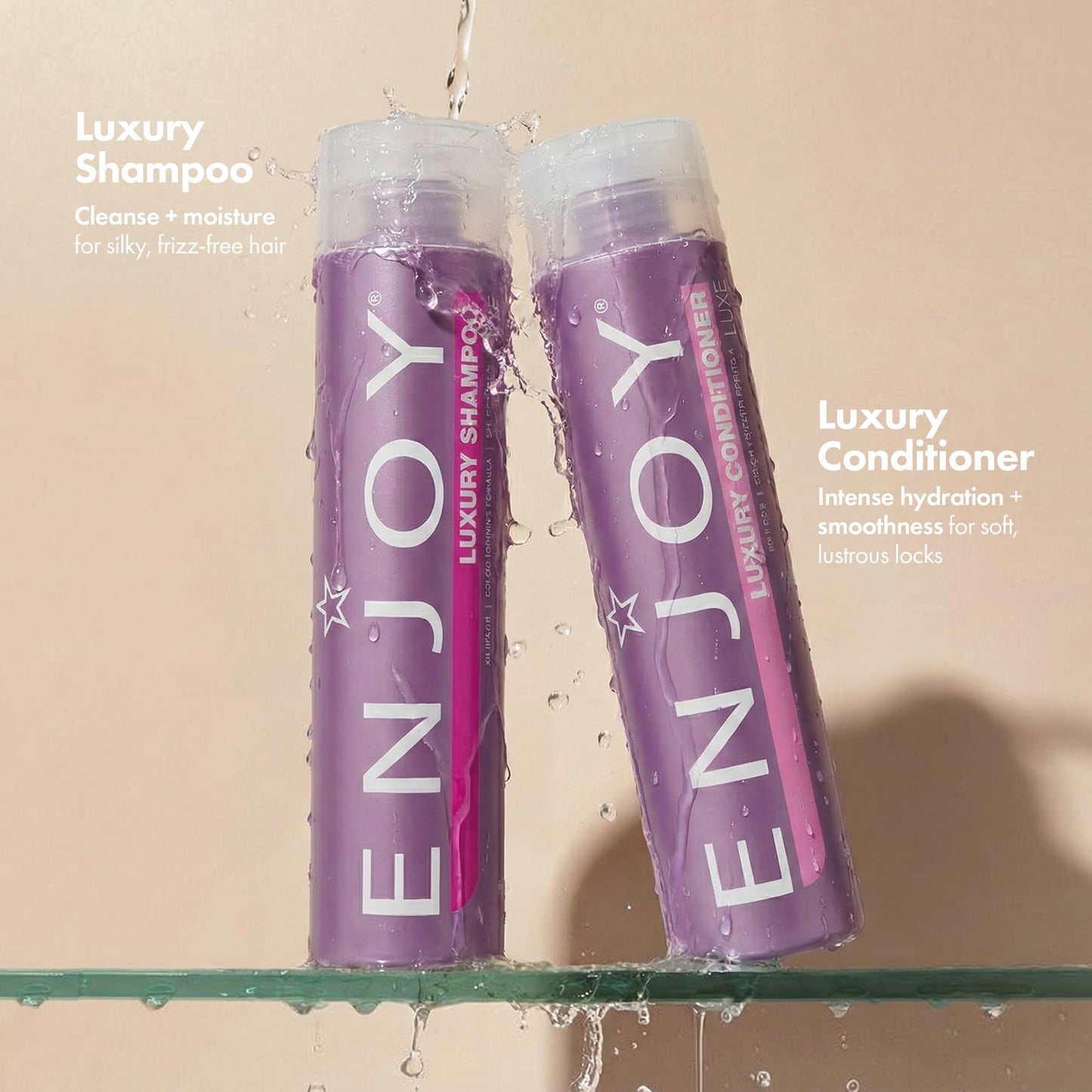 Enjoy Luxury Shampoo & Conditioner- Eliminates Frizz Cleansing Moisturizing Smoothing - Sulfate Free For Thick Coarse or Curly Hair (10.1 Fl Oz)